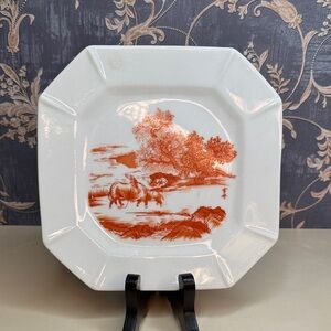 Vintage Shafford Japan Farmer On Buffalo with Landscape Octagonal Plate